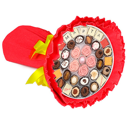 "8 марта" букет из конфет ручной работы (красный)