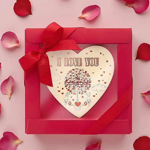 "I Love you" сердце белый шоколад