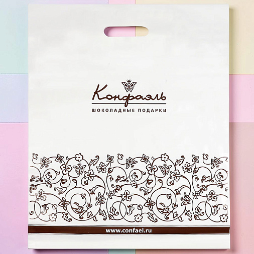 Пакет "Конфаэль" белый с печатью 35х45