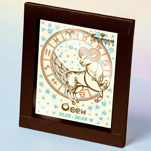 "Овен" открытка белый шоколад