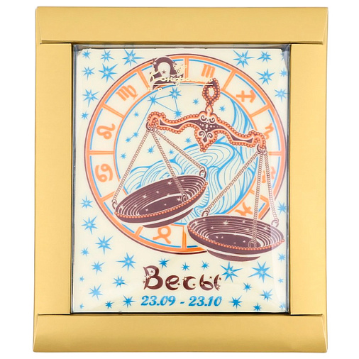 "Весы" открытка белый шоколад