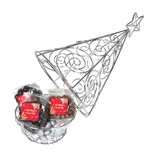 Ёлка-конфетница металлическая, цвет серебро