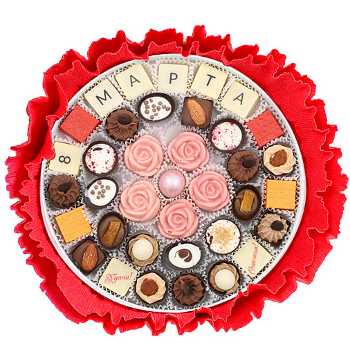 "8 марта" букет из конфет ручной работы (красный)