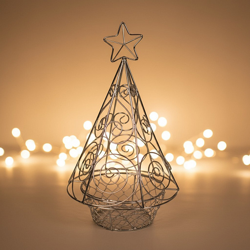 Ёлка-конфетница металлическая, цвет серебро