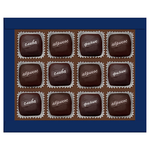 Сухофрукты в шоколаде (финик, слива, абрикос) 155г