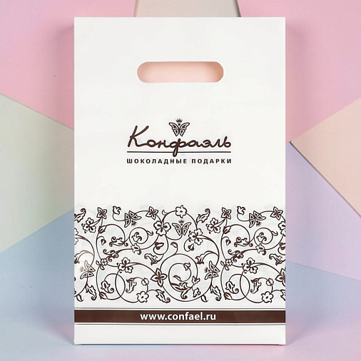 Пакет "Конфаэль" белый с печатью 20х30