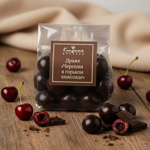 «Любимый вкус» драже черешня в горьком шоколаде 75г