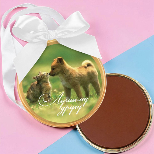 "Лучшему другу" медаль молочный шоколад