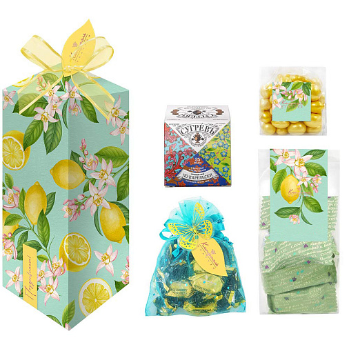 Подарочный набор: драже, конфеты глазированные, чай 345г