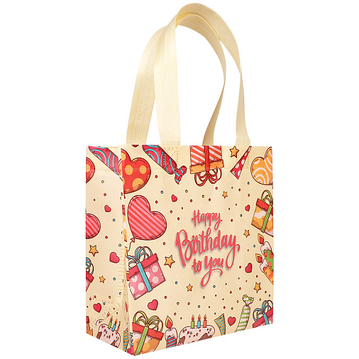 Подарочный пакет на День рождения 22*11*23см розовый