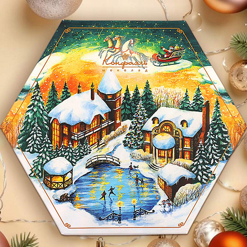 Новогодний набор суфле в шоколаде (ванильное, шоколадное, кофейное) 105г (деревня)