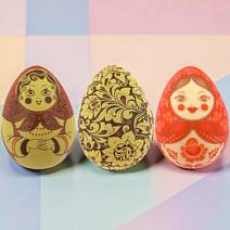 "Русские красавицы" набор 3 яйца белый и молочный шоколад