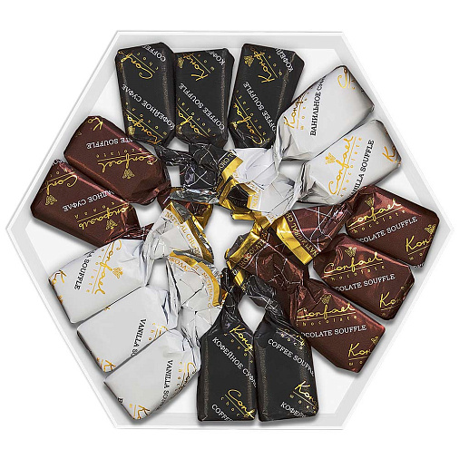 Набор суфле ванильного, кофейного и шоколадного в горьком шоколаде  105г (тюльпаны)