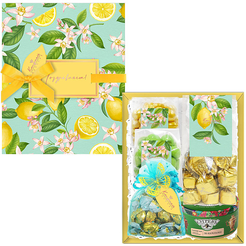 Подарочный набор: шоколад, драже, мармелад, конфеты ассорти,чай