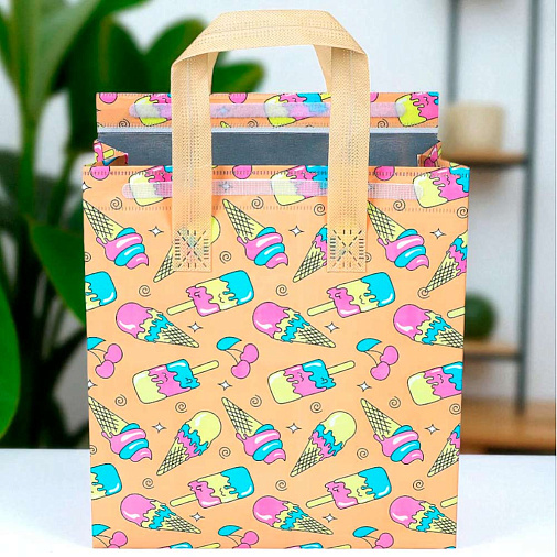 Термопакет цветной "Мороженое" 25*26*10 (застежка-липучка многоразовая)