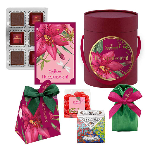 Подарочный набор: драже, конфеты ассорти, чай 345г