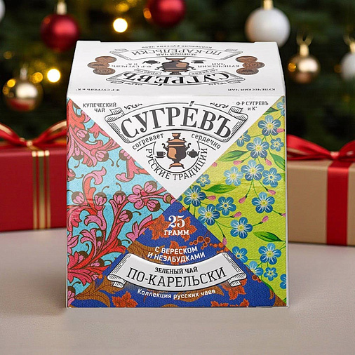 Новогодний набор с конфетами, вареньем, чаем, драже 475г