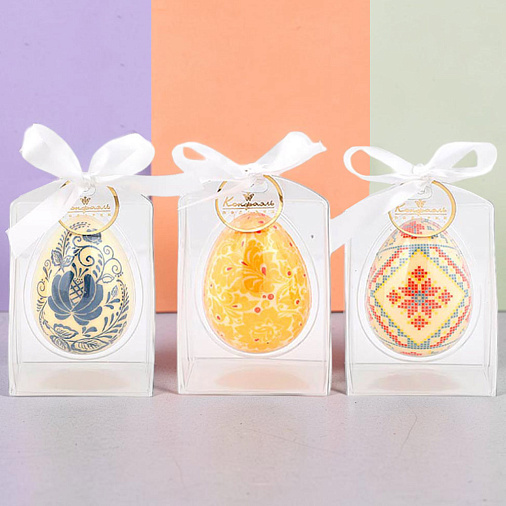 "Россия" набор 3 яйца белый шоколад