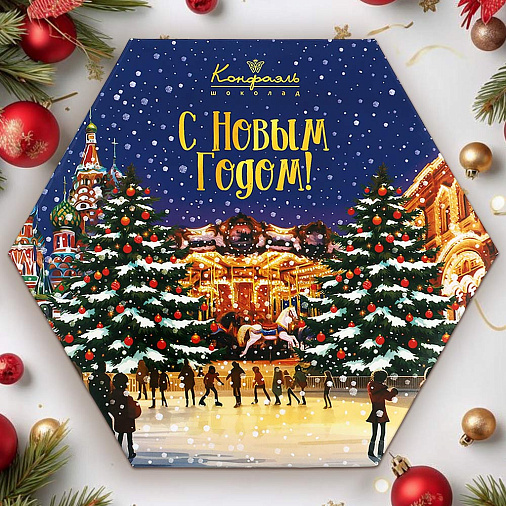 Новогодний набор суфле в шоколаде (ванильное, шоколадное, кофейное) 105г (каток)