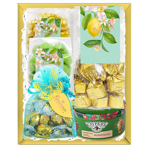 Подарочный набор: шоколад, драже, мармелад, конфеты ассорти,чай