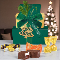 Новогодний набор сундучков: конфеты ассорти, мармелад, мармелад-суфле 250г