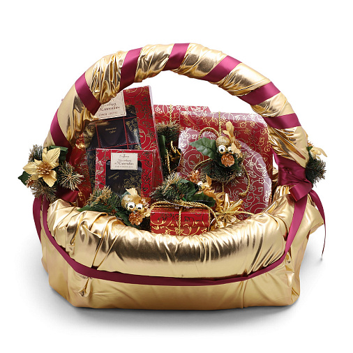 "Классика Конфаэль" подарочный набор: шоколада, драже, конфет (корзина новогодняя)