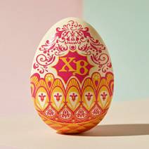 "ХВ" яйцо белый шоколад красный рисунок