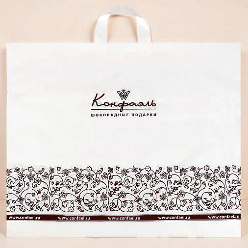 Пакет "Конфаэль" белый с печатью 60х50 с подворотом