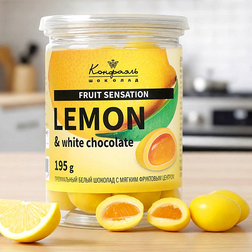 Драже мармелад лимон в белом шоколаде