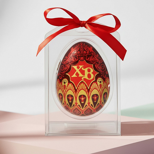 "ХВ" яйцо молочный шоколад красный рисунок